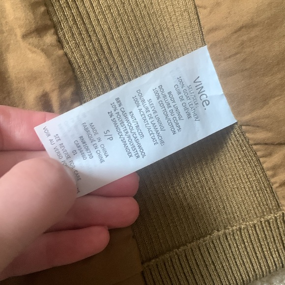 $995 Womens VINCE Scuba Distressed Tan/Brown Leather Moto Jacket Size Small - Picture 7 of 11